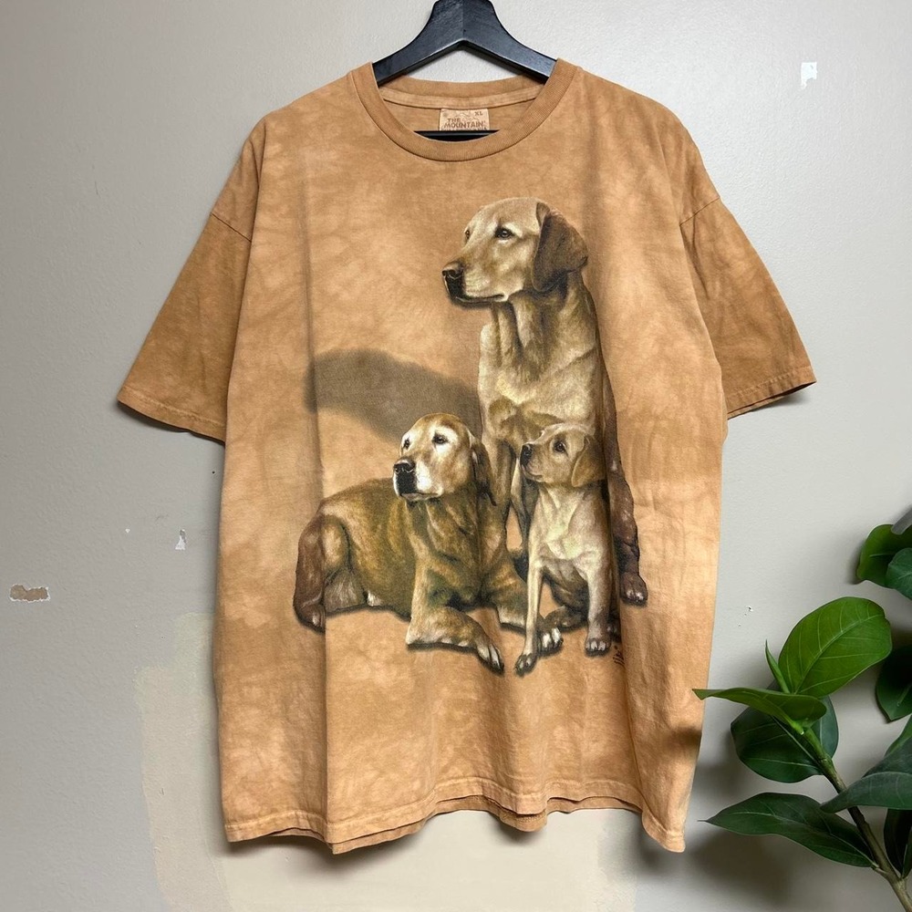 Vintage The Mountain Labrador Retriever Tan Tie Dye Shirt Mens XXL 2000s Dog Tee